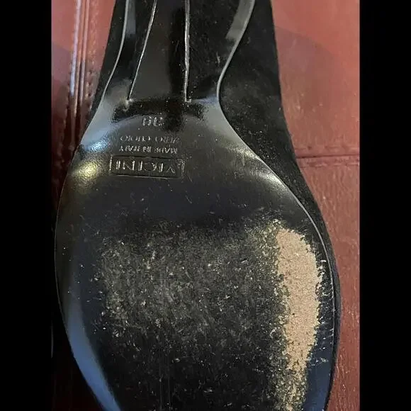 GIUSEPPE ZANOTTI Vintage Black Suede Cutout Pumps Buckle Unique 3” Heel Sz 39 - Picture 10 of 13